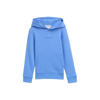 Hoodie TOM TAILOR, Jungen, Gr. 128/134, blau (soft mid blau), Sweatware, Obermaterial: 100% Baumwolle, modisch, regular fit, Rundhals, Kurzarm Bündchen, Sweatshirts, mit Kapuze und Kängurutasche Image