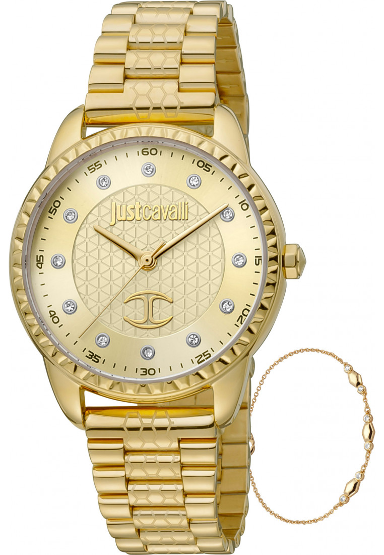 Just Cavalli Womens JC1L176M0055 Ladies Watch and Bracelet Gift Set - Gold - One Size | Just Cavalli Sale | Discount Designer Brands