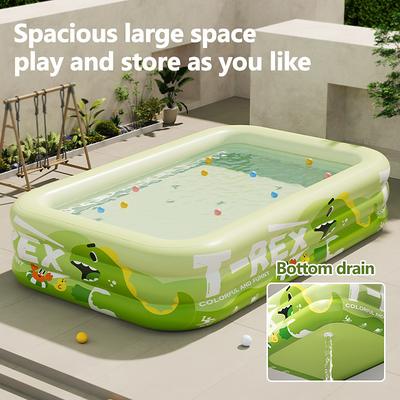 1pc Large Ocean Themed Inflatable Swimming Pool with Marine Life Design (Turtles, Clownfish, Seahorses) - No Electricity Needed, Easy Setup Portable PVC Pool for Beach, Parties, Weddings, Music Fest