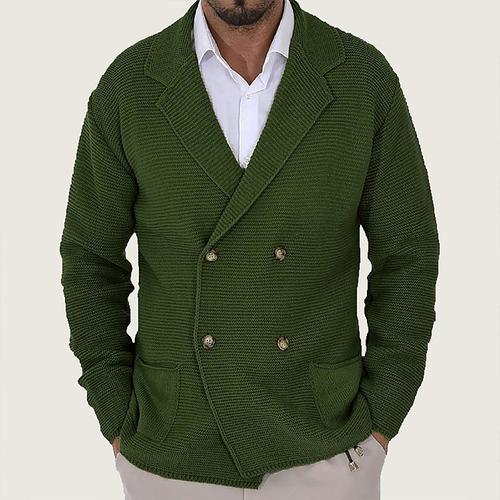 Men's Sweater Cardigan Sweater Ribbed Knit Regular Tops Knitted Plain Notch Modern Contemporary Smart Casual Office Casual Clothing Apparel Spring Fall Black Dark Blue S M L