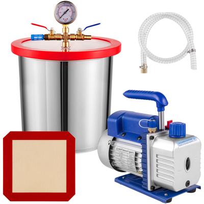 4 cfm Einstufen-Vakuumpumpe, 3 Gallonen, 1/4 ps Vakuumkammer, Edelstahl-Entgasungskammer, 160 °f Image