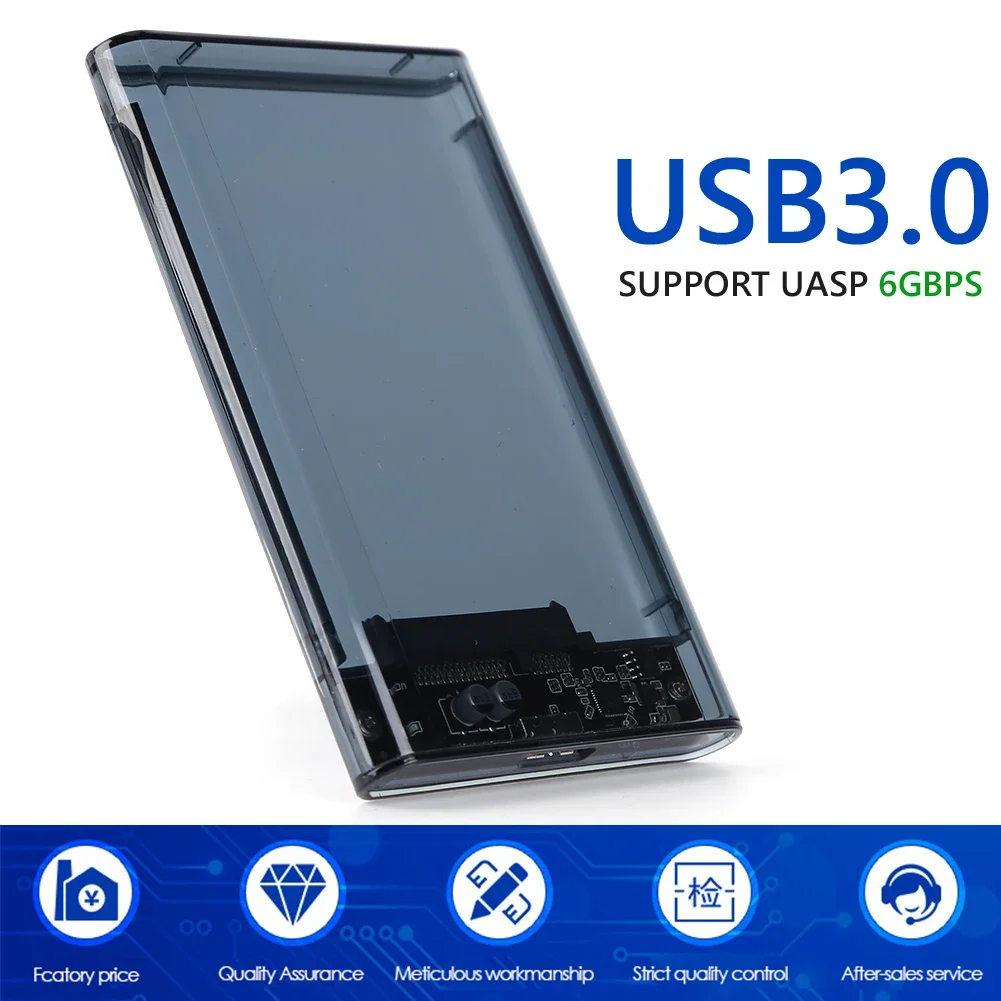Boîtier de disque dur Transparent Caddy Box boîtier de disque dur 2.5 SSD SATA vers USB 3.0 type-c 3.1 adaptateur boîtier de disque dur externe