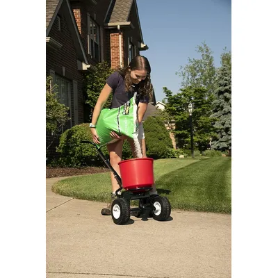 2600A-PLUS Spreader Lawn Aerator & Fertilizer Spreader, 40lb Hopper Capacity, Red, Durable, All Terrain Pneumatic Tires