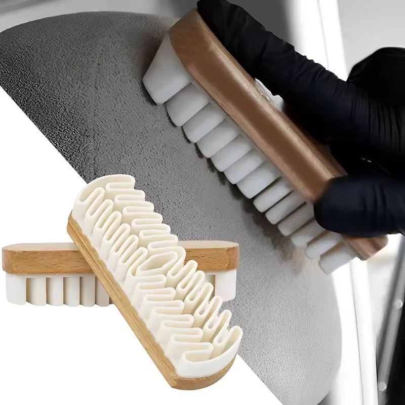2 pezzi spazzola per la pulizia degli interni in pelle scamosciata per auto tessuti in peluche pelle di cervo scamosciata spazzola per la cura della bellezza strumenti per la pulizia delle tappezzerie
