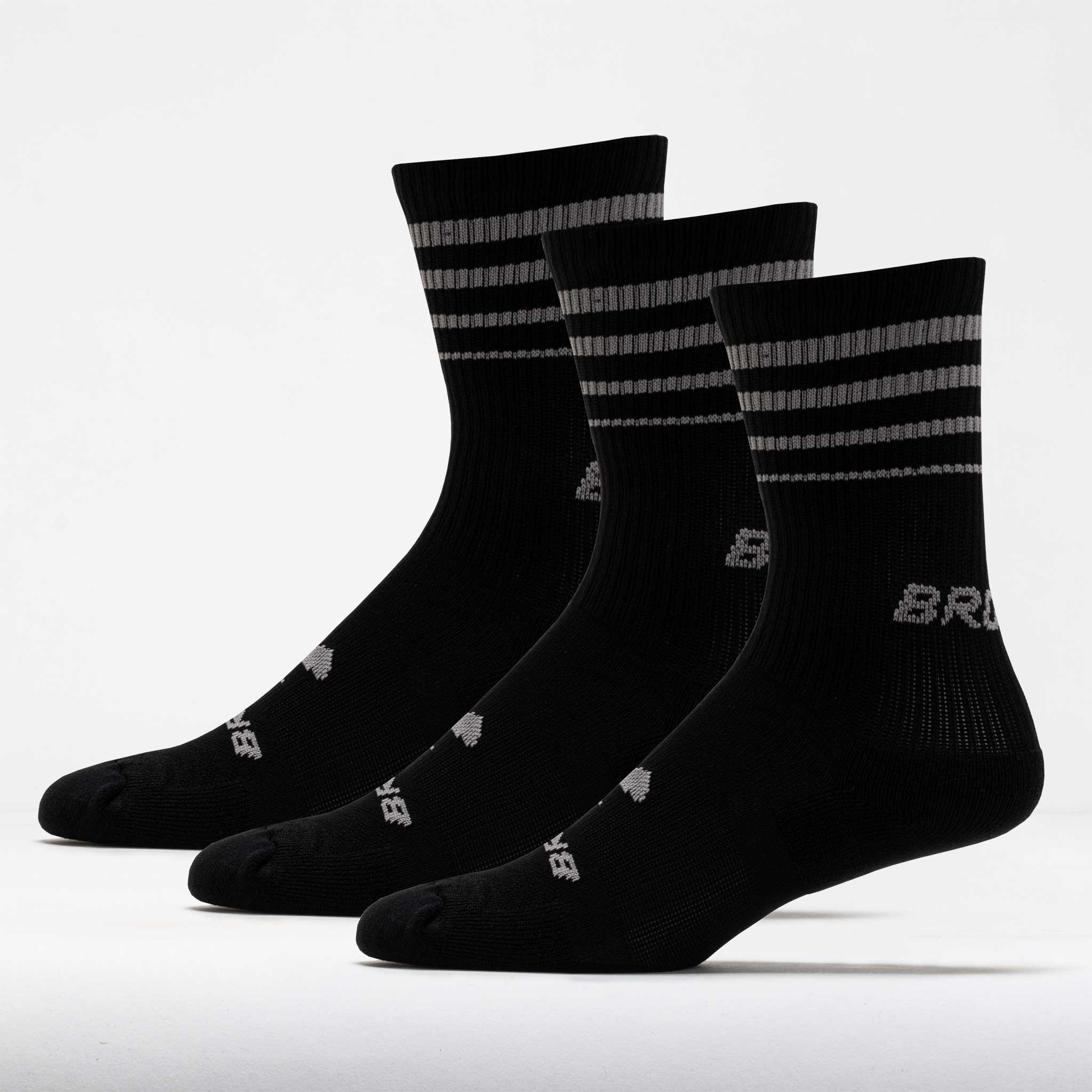 Brooks Run-In Crew Sock 3 Pack Socks Black