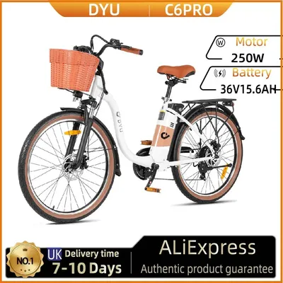 DYU C6 pro Adult Electric Bike 250W Commuter Electric Bike 36V15.6AH Battery 26 Inch Tire City Electric Bike