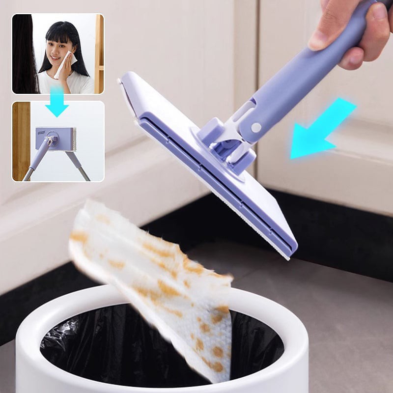 Cloth Changing Mini Mop for Home Use, Flat Lazy Mop with Clamp Design, Mini Cleaning Tool for Face Towels, Wet Wipes and Daily Household Cleaning