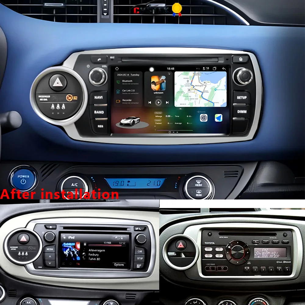 CHSTEK Drahtlose Carplay Für Toyota Yaris Vitz XP130 2011-2020 Auto Radio Stereo Navigation Bluetooth 4G WIFI FM Android 13 Player Image