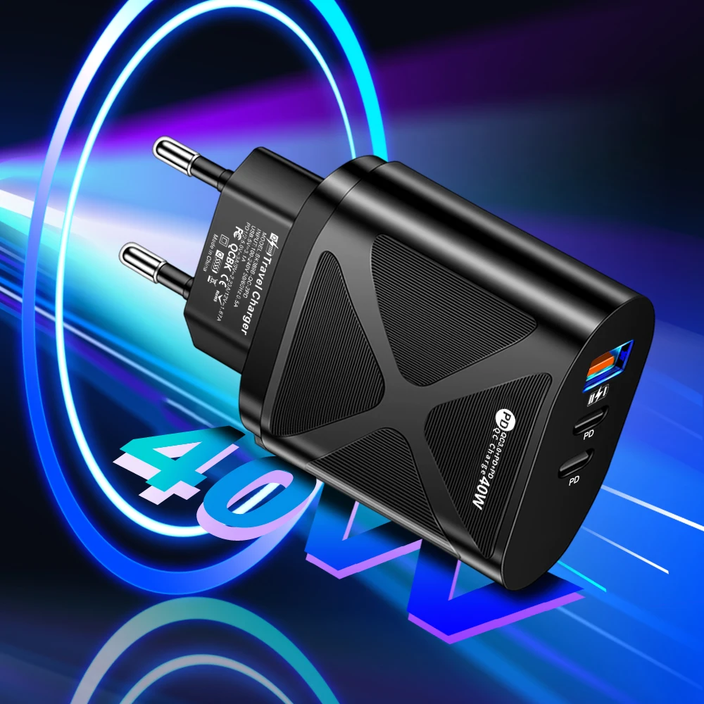 40W Typ C USB Schnellladung PD Quick Charge 3.0 Handy-Adapter für iPhone Xiaomi Samsung Oneplus POCO mit EU-US-Stecker Image