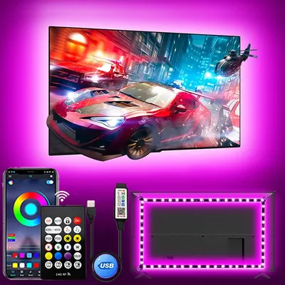TV Led-hintergrundbeleuchtung für 50-75 zoll USB Led Streifen Licht APP Fernbedienung Musik Sync Smart RGB Led Licht für Spiel Zimmer Umgebungs Licht
