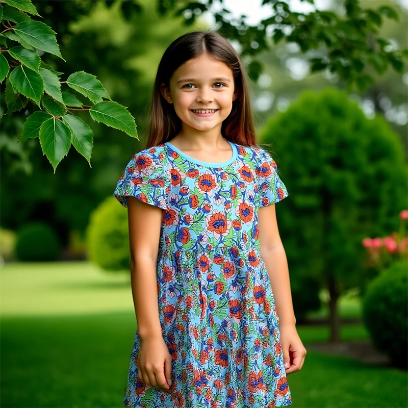 Little Maven Sommer Kinder Kleidung Kinder Party Kleid Sommer Blumen Druck Mädchen Kleider für Kinder Kleidung Mädchen Casual Kleider Image