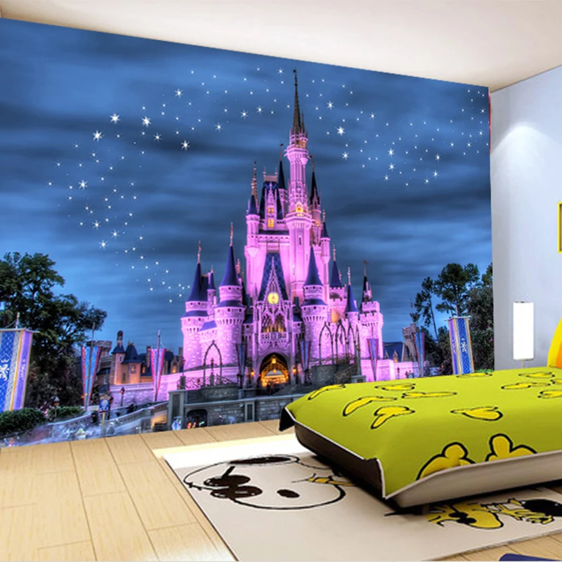 Nach 3D Foto Tapete Für Kinderzimmer Sofa Hintergrund Wand Papiere 3 D Cartoon Schloss Starry Sky Home Decor Papel de Parede Sala
