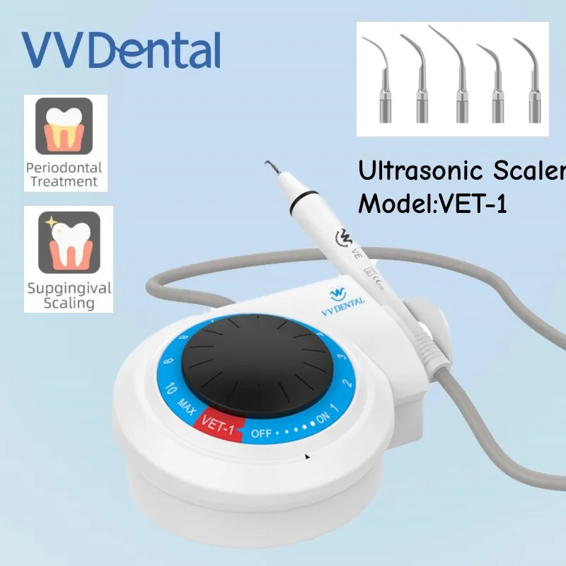VV Dental für Erwachsene/Kinder verwenden Ultraschall-Scaler VET-1, professionelles Zahnarzt-Mundreinigungs-Zahnstein-Set, 1 Jahr Garantie Image