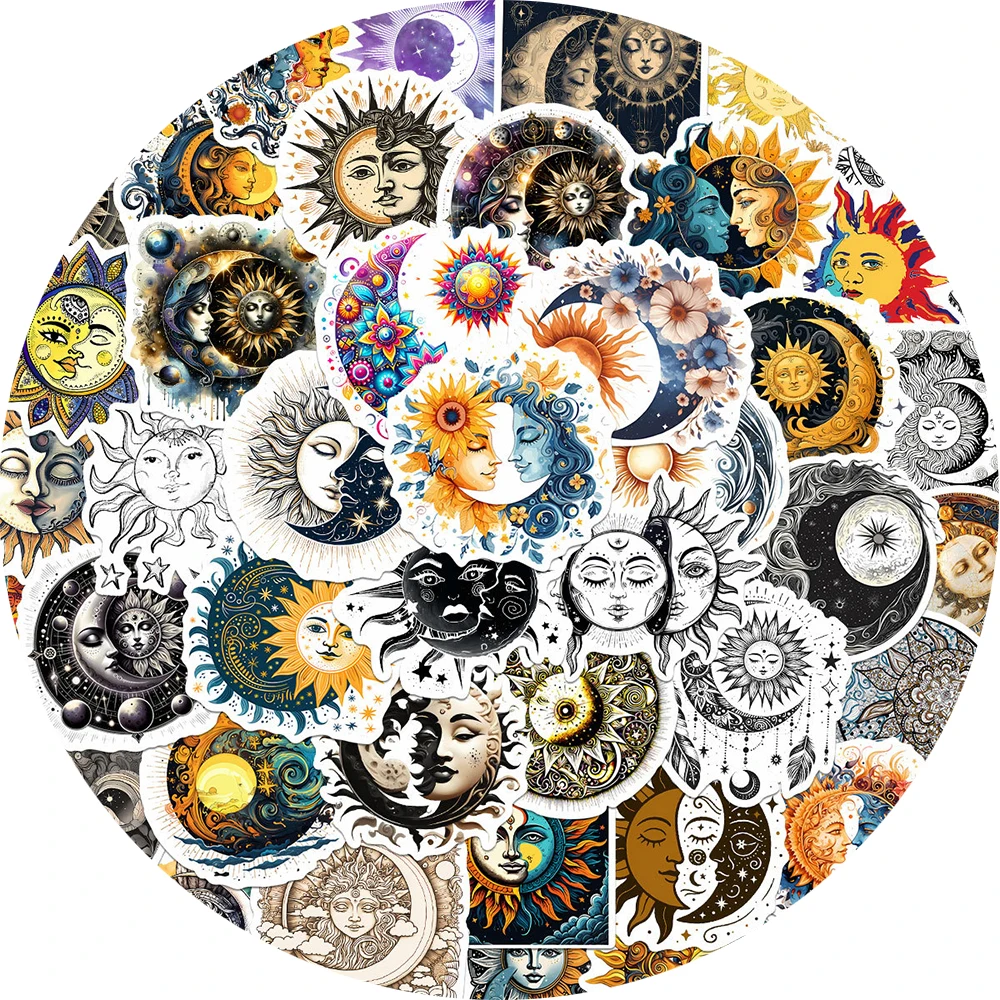 10/30/50 Stück ästhetische Gothic Mond Graffiti Aufkleber für Laptop Telefon Fahrrad Gepäck Skateboard wasserdicht Retro Aufkleber Spielzeug Geschenke Image