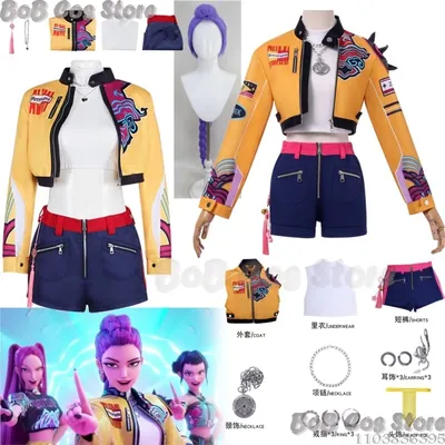 Rumi 2VER Anzug K-POP Dämon Hunter Cosplay Idol Mädchen Gruppe Anzug Sexy Mantel Jacke Frau Perücke Halloween Party Karneval Bühne Outfit Image