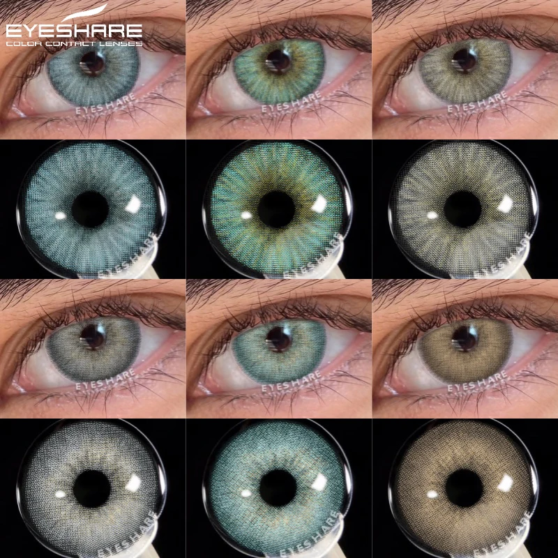 EYESHARE Natürliche grüne Kontakte, farbige Kontaktlinsen für Augen, 1 Paar Schönheits-Make-up, jährliche graue Pupillen, kosmetische blaue Augenlinsen Image
