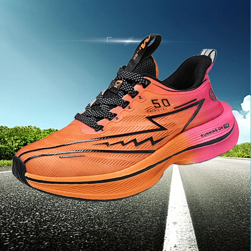 Männer Rot Racing Laufschuhe Carbon Board Licht Schaum Ultra Kissen Atmungsaktive Stabile Sport Turnschuhe Paar Tennis Schuhe Frau