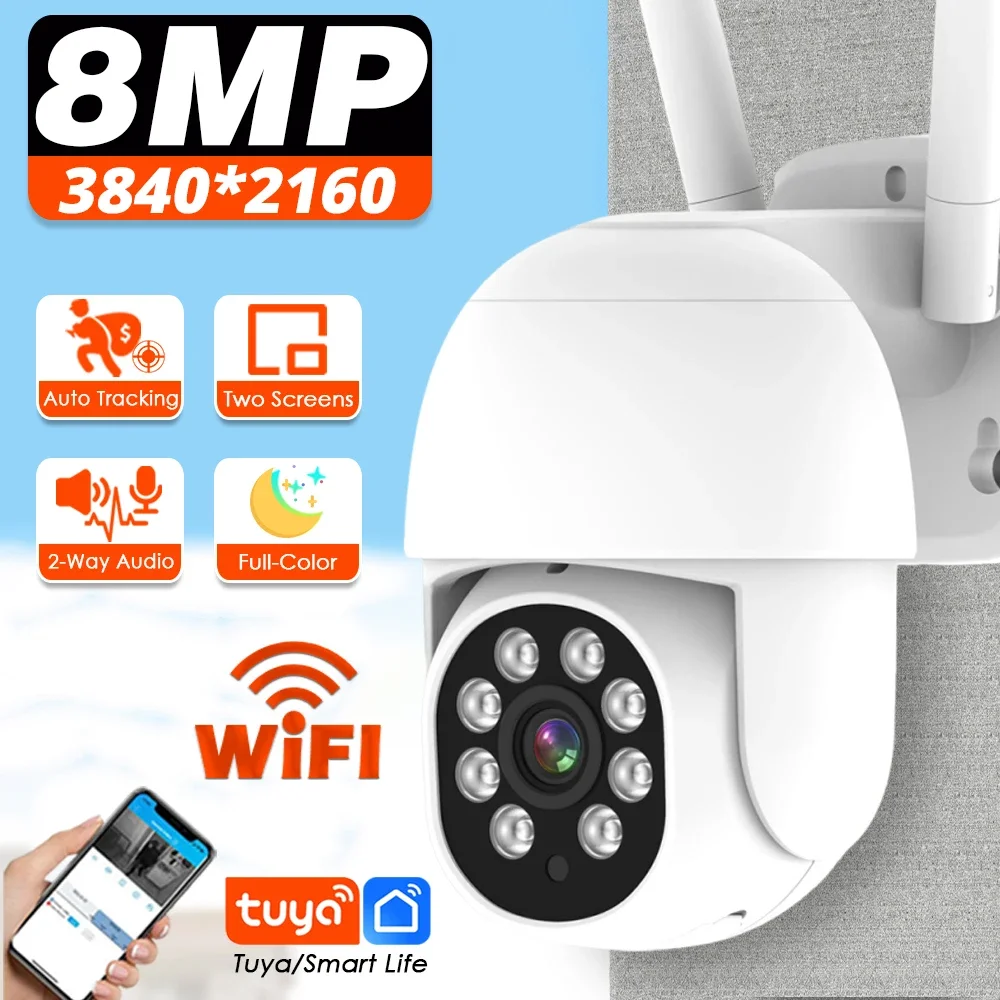 Tuya Smart WIFI Kamera 4K HD Videoüberwachungskamera Outdoor 360 ° Drahtlose Netzwerksicherheit PT CCTV 8MP 3840*2160 Heimmonitor Image