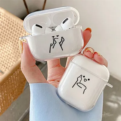 Nette Matchstick Männer Paar Kopfhörer Fall Für Apple AirPods 4 3rd 2 Pro2 Transparente Abdeckung Für Airpod 1 3 schutzhülle Fundas Image