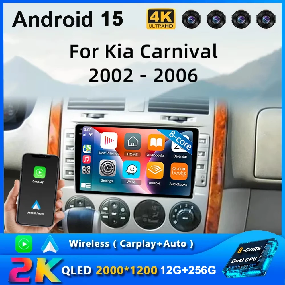 Android 15 Auto Multimedia Für Kia Carnival UP GQ 2002-2006 Radio Video DSP Player Carplay Navigation GPS stereo Image