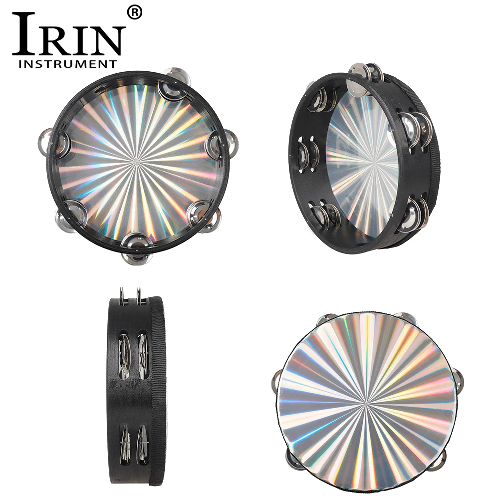 Irin 8 inch Tamburin Handbell zweireihig Jingles bunte Licht paneel Kindermusik Erleuchtung Percussion Spielzeug Geschenke Image