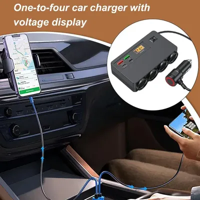Auto USB Ladegerät Multi Port Spannung Display Multi Auto Ladegerät Auto Power Splitter Fahrzeug USB Adapter Leistungsstarke Automatische Aufladen