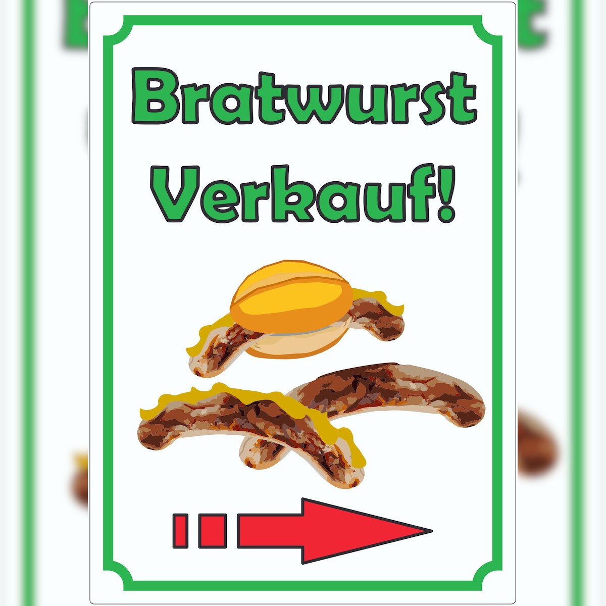HB-Druck Bratwurst Werbeaufkleber Aufkleber Hochkant mit Pfeil rechts A6 (105x148mm) Image