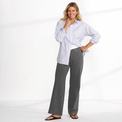 Starfish Wide Leg Stretch Jersey Trousers, Women, size: 16-18, regular, Grey, Cotton-blend, by Lands' End
