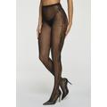 Netzstrumpfhose PETITE FLEUR GOLD, Damen, Gr. - (32/50), schwarz, Obermaterial: 92% Polyamid, 8% Elasthan, unifarben, elastisch, Strumpfhosen, mit Blumenranke an der Seite