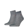 Kurzsocken TOMMY HILFIGER "TH MEN QUARTER 2P HILFIGER TAB", Herren, Gr. 39-42, grau (mid grau melange), Baumwollmischung, normal, Socken, Logo-Flag und Schriftzug