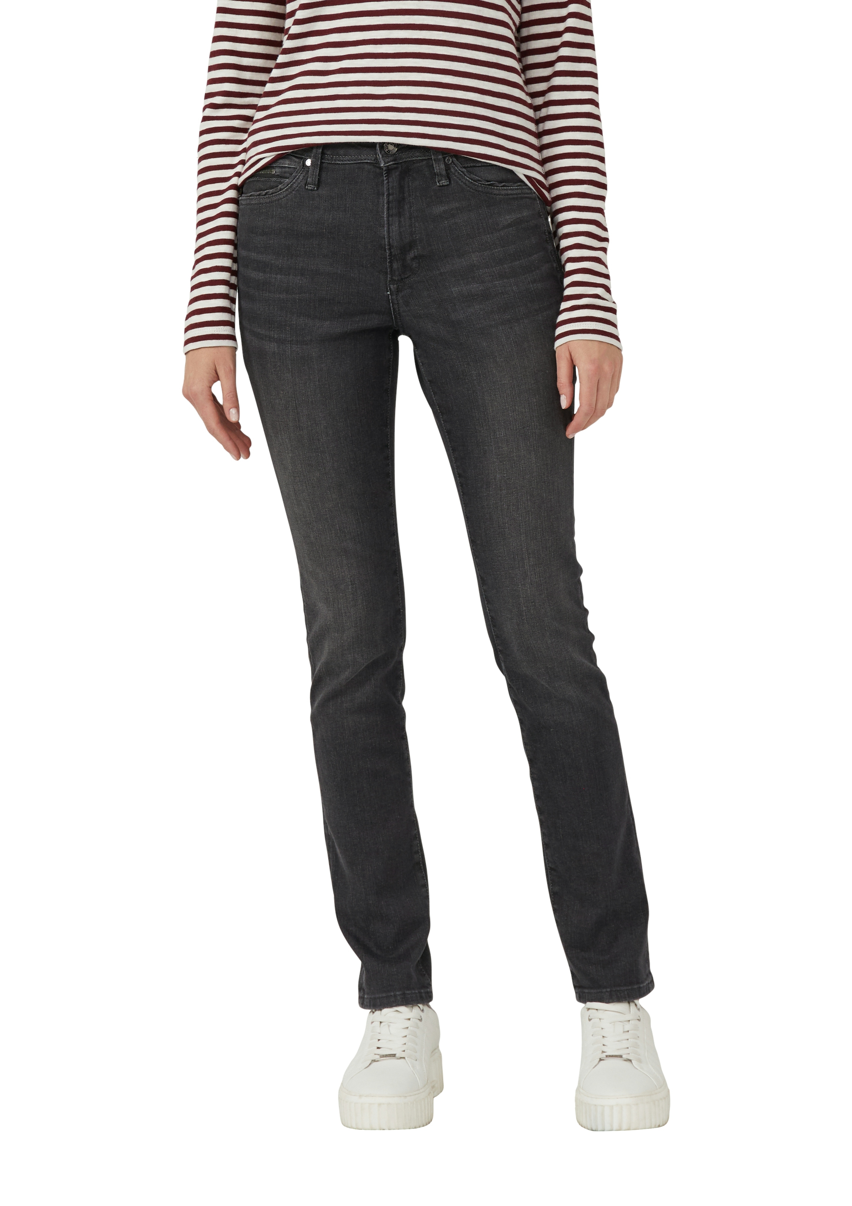 Slim-fit-Jeans S.OLIVER "Betsy", Damen, Gr. 42, Länge 30, schwarz (schwarz used), Denim/Jeans, Obermaterial: 84% Baumwolle, 14% Polyester, 2% Elasthan, slim fit, Jeans Slim-fit-Jeans, mit Stretch