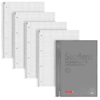 Brunnen 5x Collegeblöcke »Student Colour Code« A4 kariert 5 x 5 mm silber Image