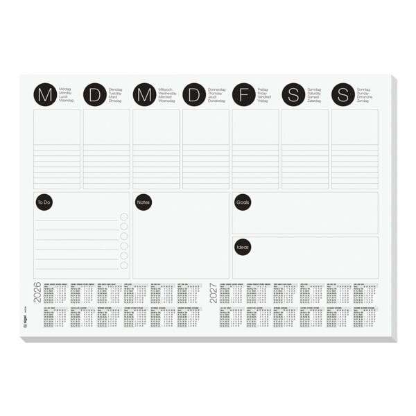 Sigel Papier-Schreibunterlage »Weekly Planner« 30 Blatt mit Kalendarium für 2026 / 27 grau Image