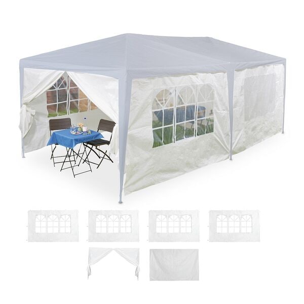 relaxdays 6er-Set Seitenteile für Pavillon 3x6m weiß
