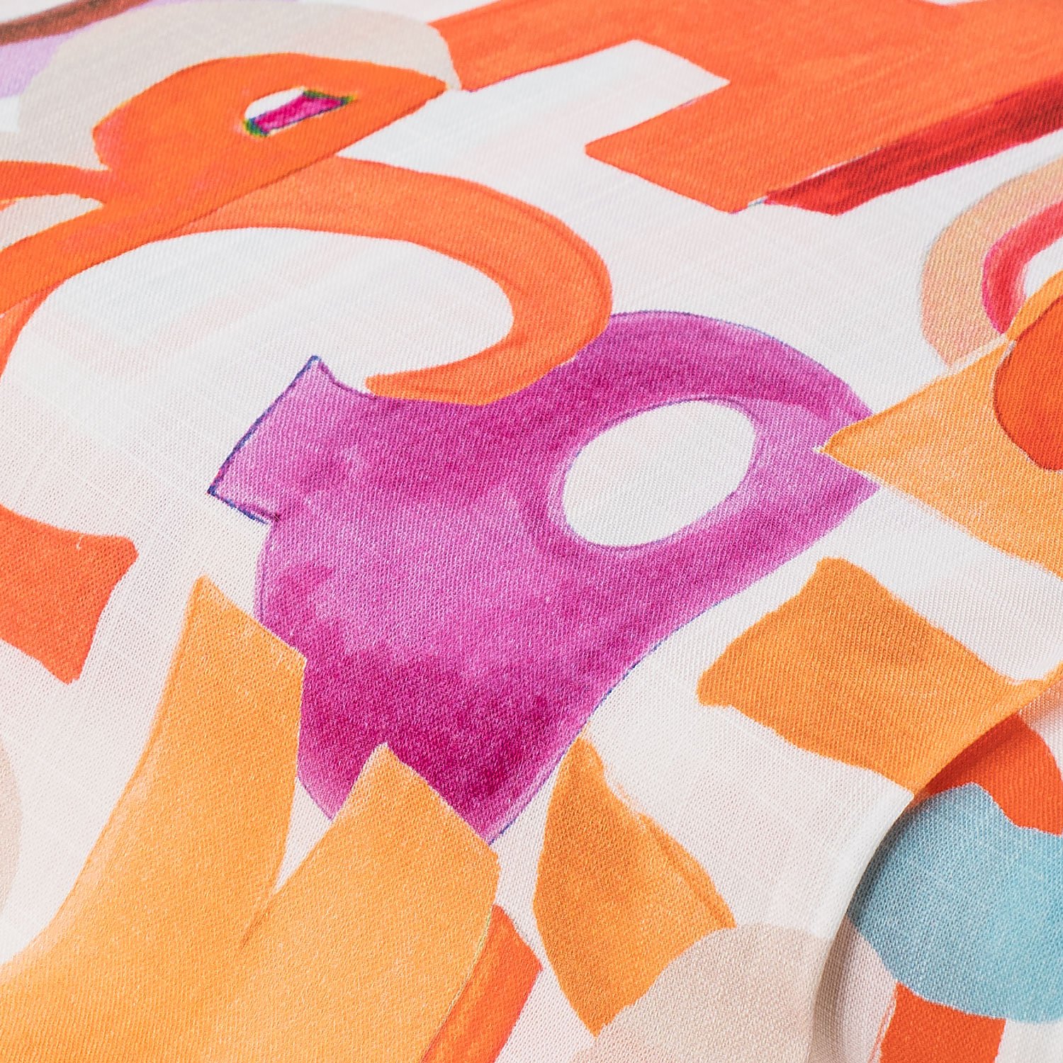 Tissu viscose pour blouses / javanaise "ABC" aspect lin, orange