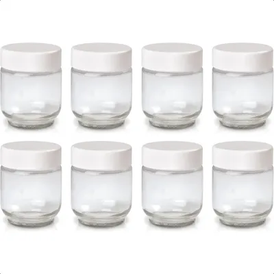 Euro Cuisine GY1920 Glass Jars with Lids for Yogurt Maker Clear 6 Ounce Set of 8 6oz Glass Jars for Yogurt Parfaits Clear Yogur