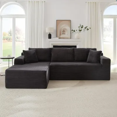 103" W Boneless Cloud Sectional Couches for Living Room, No Assembly Compressed L Shaped Sofa with Deep Seat & Left Chaise, Fluf