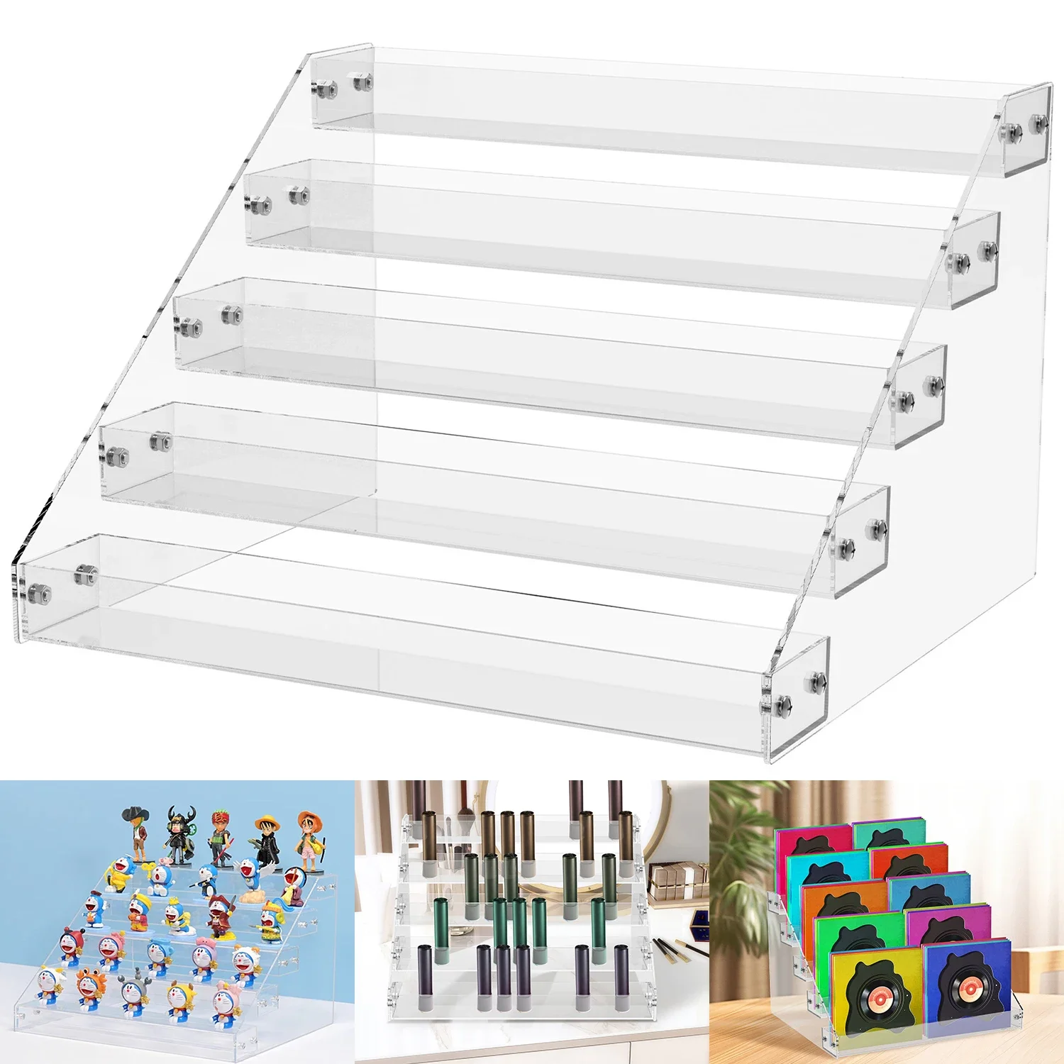 4/5 Ebenen Acryl Regal Display Ständer Transparente Figuren Schaufenster Kosmetik Make-up Parfüm Puppe CD DVD Blind Box Display Rack