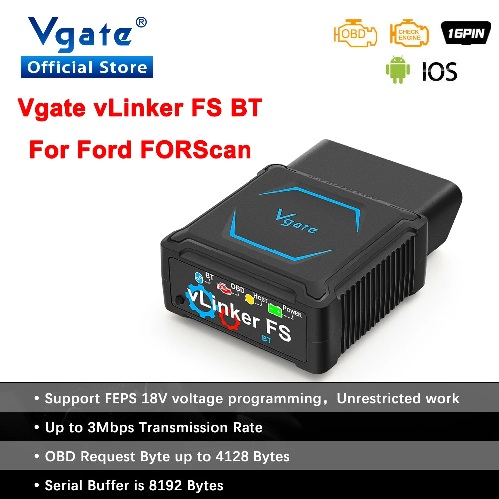 Vgate vLinker FS FORScan Bluetooth für Android/IOS Für Ford HS MS KÖNNEN ELM 327 OBD2 OBD2 Auto diagnose Scanner Werkzeuge ELM327 BT Image