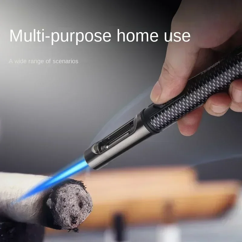 EHRLICH – winddichte Metall-Taschenlampe für Männer, nachfüllbares Stiftfeuerzeug, Jet-Flamme, Butanfeuerzeug, Küche, BBQ-Camping, Herren-Gadget, neu Image