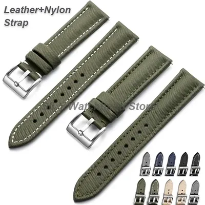 18/19/20/21/22 mm Leder + Nylon-Armband für Samsung Galaxy Watch 7/6/5/4 40 44 mm Armband für Xiaomi Redmi Watch 3 Lite/Active Image