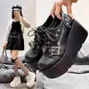 Weiße Lolita-Schuhe, würzige Mädchen-Plateauschuhe, süßer und cooler Stil, schwarze Punk-Wedges, Gothic-Schuh für Damen, Frühling, Sommer, Neu