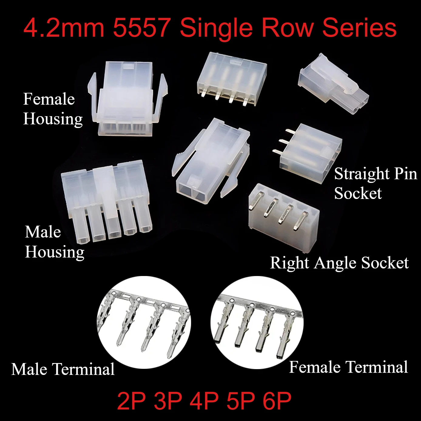 10Sets 4,2mm Pitch MOLEX Mini-Fit 5557/5559 Einreihige 2/3/4/5/6P Männlich Weiblich Gehäuse Terminal Gerade/Gebogene Nadel Stecker Image