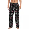 Benutzerdefinierte Hello Kitty Pyjamahose Herren Kitty Weiße Nachtwäsche Lounge Schlafhose Stretch mit Taschen