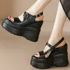 Plus Größe 45 Schuhe Frauen Große Größe 47 Echtes Leder Keile High Heel Gladiator Sandalen Sommer Plattform Schuhe Große Größe 46 Pumpen