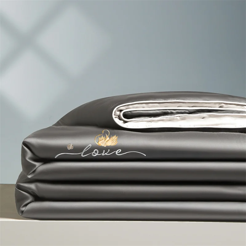 Leichte, luxuriöse, kühle Sommerdecke, gewaschene Steppdecke aus Eisseide mit Klimaanlage, dünne Decke, Einzel- und Doppelbett, Queen-Size-Größe Image