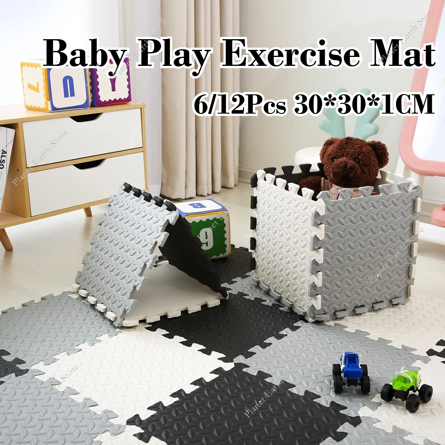 6/12Pcs Puzzle Matte für Kinder Fliesen Schaum Baby Spielen Matte Kinder Ineinandergreifende Übung Fliesen Teppiche Boden fliesen Teppiche Spielzeug 30*30*1CM Image