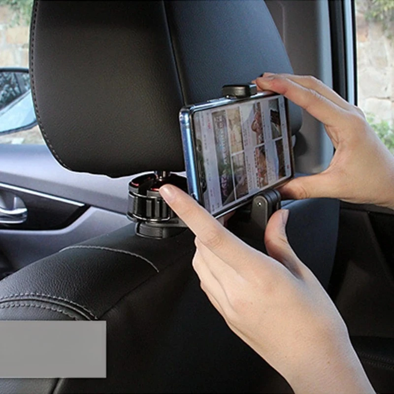 Gancio per poggiatesta per auto 2 in 1 Supporto per telefono per auto Gancio per auto Gancio per sedile posteriore portatile Gancio di stoccaggio Supporto per telefono Clip di fissaggio automatico