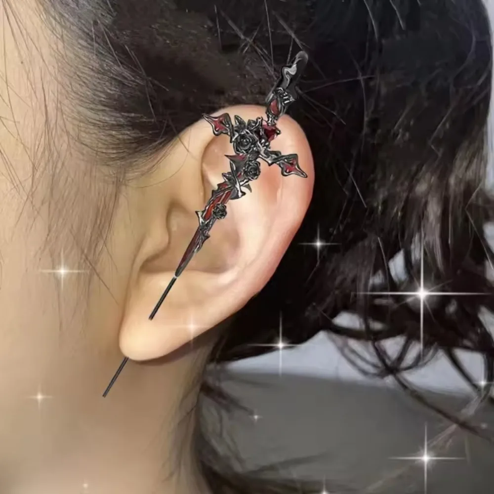1PCS Retro Mode Dark Gothic Punk Rose Kreuz Dorn Ohrring Unisex Piercing Ohr Nadel Ohrstecker Eardrop Schmuck Zubehör Image