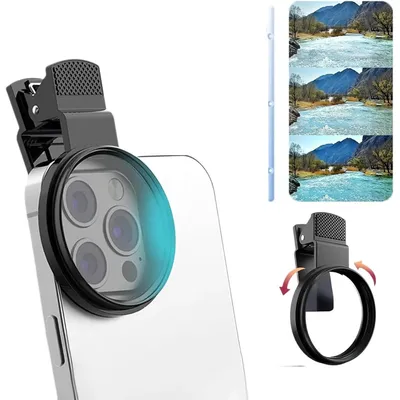 52MM Circular Universal Polarizer Camera Lens Clip Portable CPL Filter Kit Professional Phone Camera Lens For iPhone 16 15 14 13